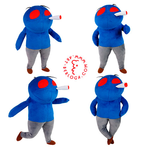 Blue mascot toy