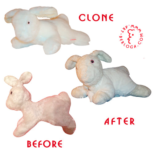 Клонирование и реставрация мягкого зайчика